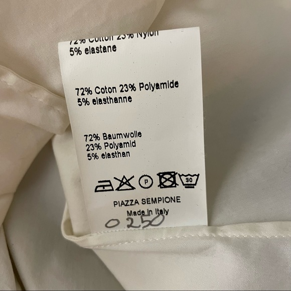 Piazza Sempione Ivory Fitted Button Up Long Sleeve Blouse with Oversized Collar - Picture 9 of 11